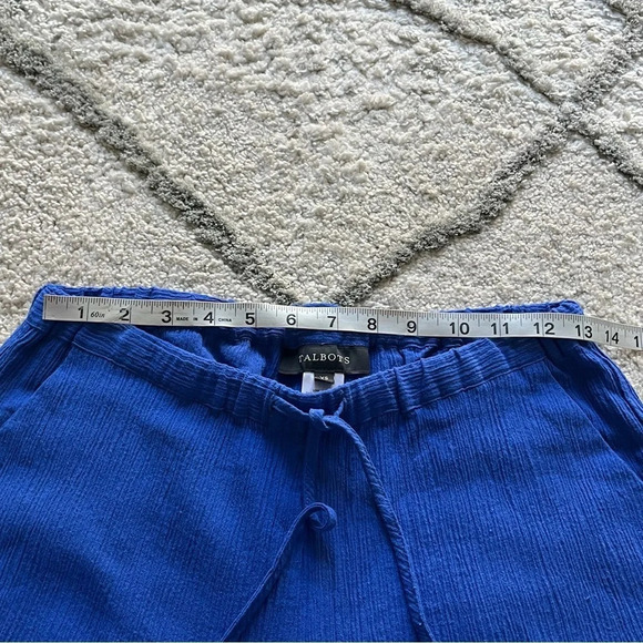 Talbots blue pull on casual beach pants cotton high rise wide leg XS - Picture 5 of 7